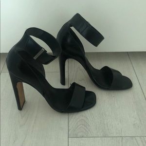 Ankle strap square toe high heel sandal